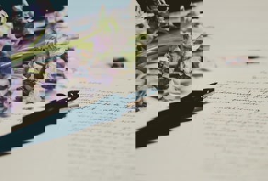 Pen And Paper Image With Flowers